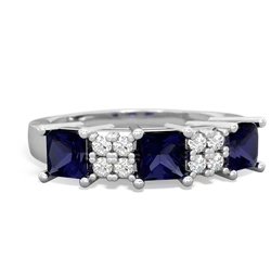 Tanzanite Three Stone Diamond Cluster 14K White Gold ring R2592