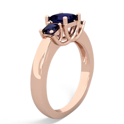 Lab Pink Sapphire Three Stone Trellis 14K Rose Gold ring R4015