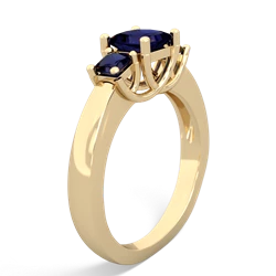 Lab Ruby Three Stone Trellis 14K Yellow Gold ring R4015