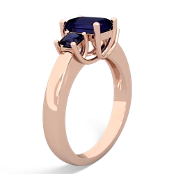 Ruby Three Stone Emerald-Cut Trellis 14K Rose Gold ring R4021