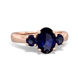 Sapphire Three Stone Oval Trellis 14K Rose Gold ring R4024