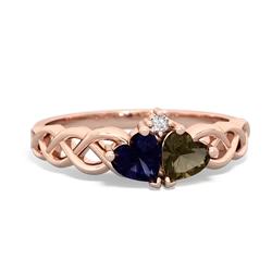 Sapphire Heart To Heart Braid 14K Rose Gold ring R5870