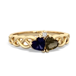 Sapphire Heart To Heart Braid 14K Yellow Gold ring R5870