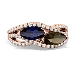 Sapphire Diamond Rivers 14K Rose Gold ring R3070