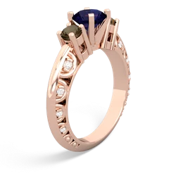 Sapphire Art Deco Eternal Embrace Engagement 14K Rose Gold ring C2003