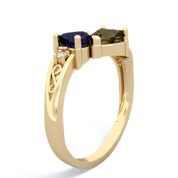 Sapphire Snuggling Hearts 14K Yellow Gold ring R2178