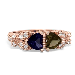 Sapphire Diamond Butterflies 14K Rose Gold ring R5601