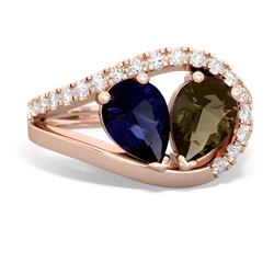 Sapphire Nestled Heart Keepsake 14K Rose Gold ring R5650