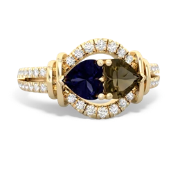 Sapphire Art-Deco Keepsake 14K Yellow Gold ring R5630