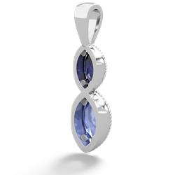 Sapphire Antique-Style Halo 14K White Gold pendant P5700