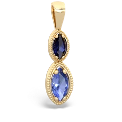 Sapphire Antique-Style Halo 14K Yellow Gold pendant P5700