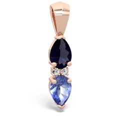 Sapphire Bowtie Drop 14K Rose Gold pendant P0865