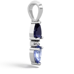 Sapphire Bowtie Drop 14K White Gold pendant P0865