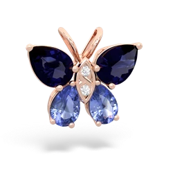 Sapphire Butterfly 14K Rose Gold pendant P2215