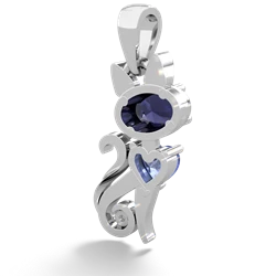 Sapphire Kitten 14K White Gold pendant P5780