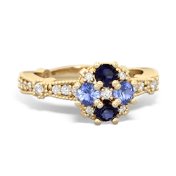 Sapphire Sparkling Tiara Cluster 14K Yellow Gold ring R26293RD