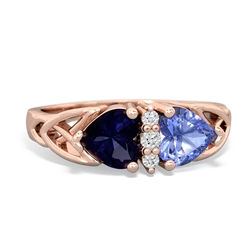 Sapphire Celtic Knot Double Heart 14K Rose Gold ring R5040