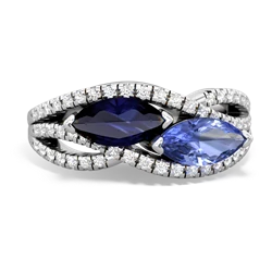 Sapphire Diamond Rivers 14K White Gold ring R3070