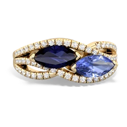 Sapphire Diamond Rivers 14K Yellow Gold ring R3070