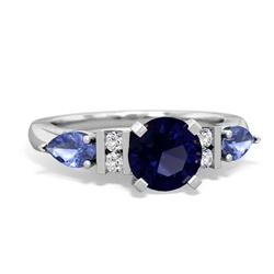 Sapphire 6Mm Round Eternal Embrace Engagement 14K White Gold ring R2005