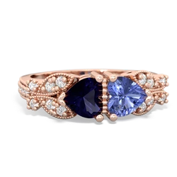 Sapphire Diamond Butterflies 14K Rose Gold ring R5601