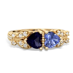 Sapphire Diamond Butterflies 14K Yellow Gold ring R5601