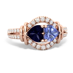 Sapphire Art-Deco Keepsake 14K Rose Gold ring R5630