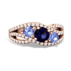 Sapphire Three Stone Aurora 14K Rose Gold ring R3080