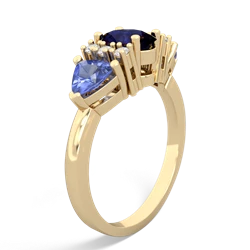 Sapphire Antique Style Three Stone 14K Yellow Gold ring R2186