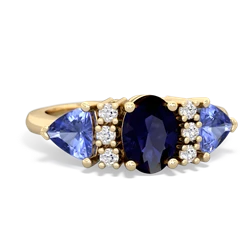 Sapphire Antique Style Three Stone 14K Yellow Gold ring R2186