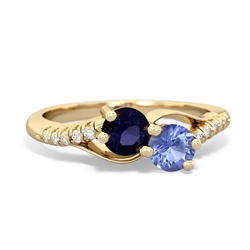 Sapphire Infinity Pave Two Stone 14K Yellow Gold ring R5285