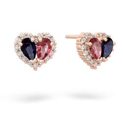 Sapphire Halo 14K Rose Gold earrings E7008