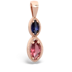 Sapphire Antique-Style Halo 14K Rose Gold pendant P5700