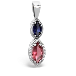 Sapphire Antique-Style Halo 14K White Gold pendant P5700