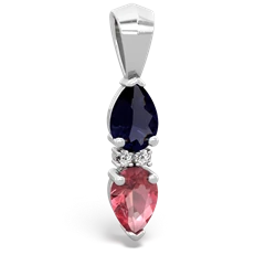 Sapphire Bowtie Drop 14K White Gold pendant P0865