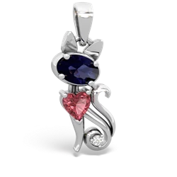 Sapphire Kitten 14K White Gold pendant P5780