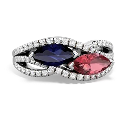 Sapphire Diamond Rivers 14K White Gold ring R3070