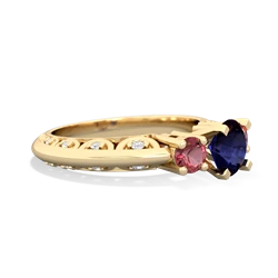 Sapphire Art Deco Eternal Embrace Engagement 14K Yellow Gold ring C2003