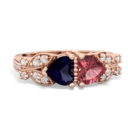 Sapphire Diamond Butterflies 14K Rose Gold ring R5601