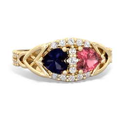 Sapphire Sparkling Celtic Knot 14K Yellow Gold ring R2645