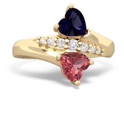 Sapphire Heart To Heart 14K Yellow Gold ring R2064