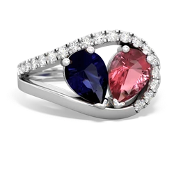 Sapphire Nestled Heart Keepsake 14K White Gold ring R5650