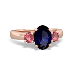 Sapphire Three Stone Oval Trellis 14K Rose Gold ring R4024