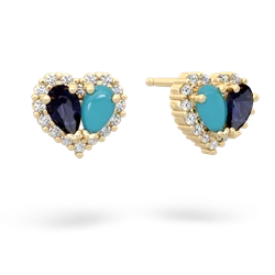 Sapphire Halo 14K Yellow Gold earrings E7008