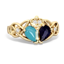 Sapphire 'One Heart' Celtic Knot Claddagh 14K Yellow Gold ring R5322