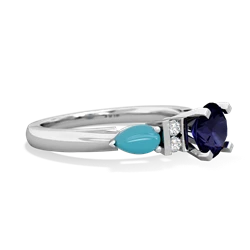 Sapphire 6Mm Round Eternal Embrace Engagement 14K White Gold ring R2005