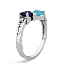 Sapphire Snuggling Hearts 14K White Gold ring R2178