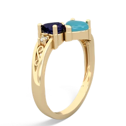 Sapphire Snuggling Hearts 14K Yellow Gold ring R2178