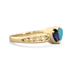 Sapphire Filligree 'One Heart' 14K Yellow Gold ring R5070