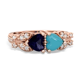 Sapphire Diamond Butterflies 14K Rose Gold ring R5601